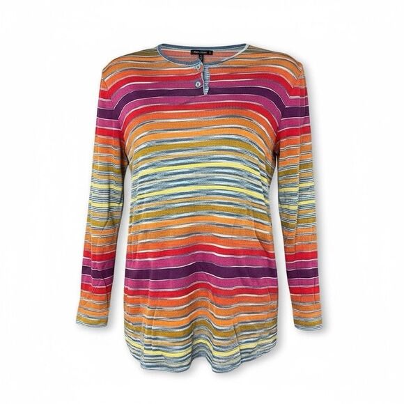 Missoni Italy Cardigan Sweater Tunic Top Set XL Striped Multicolor Luxury Resort - Picture 3 of 11